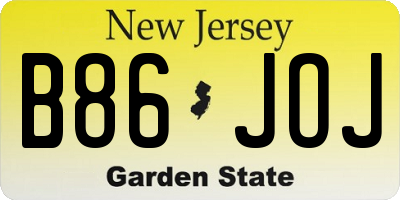 NJ license plate B86JOJ