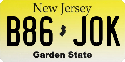 NJ license plate B86JOK