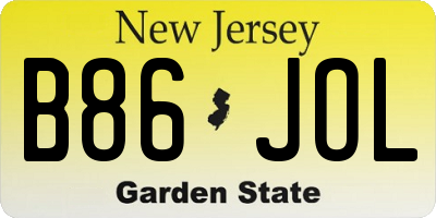 NJ license plate B86JOL