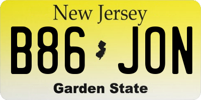 NJ license plate B86JON
