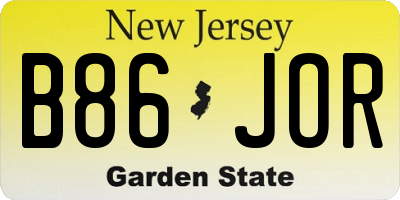 NJ license plate B86JOR