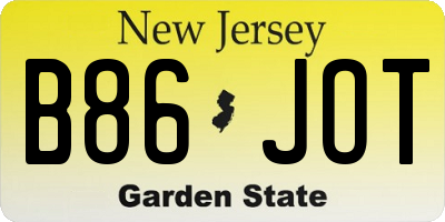 NJ license plate B86JOT