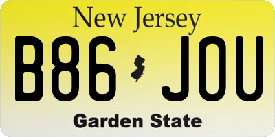 NJ license plate B86JOU