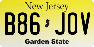 NJ license plate B86JOV