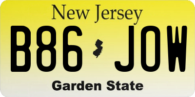 NJ license plate B86JOW