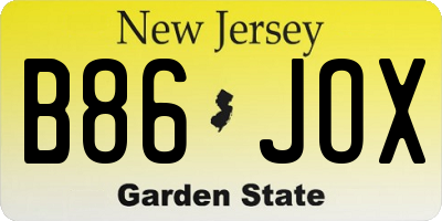 NJ license plate B86JOX