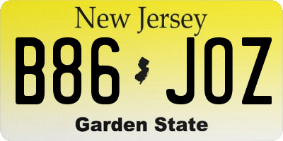 NJ license plate B86JOZ