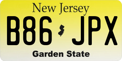 NJ license plate B86JPX