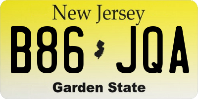 NJ license plate B86JQA