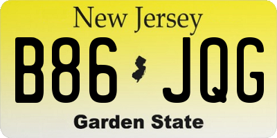 NJ license plate B86JQG