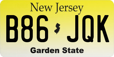 NJ license plate B86JQK