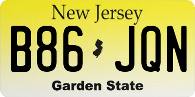 NJ license plate B86JQN