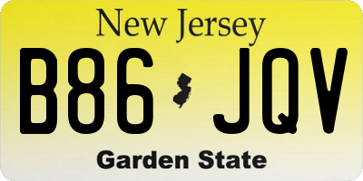 NJ license plate B86JQV