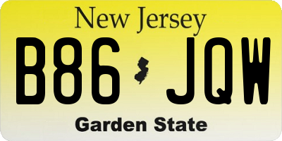 NJ license plate B86JQW