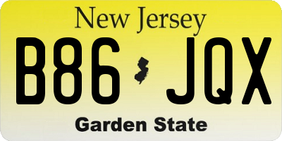 NJ license plate B86JQX