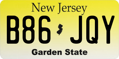 NJ license plate B86JQY