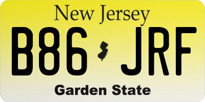 NJ license plate B86JRF