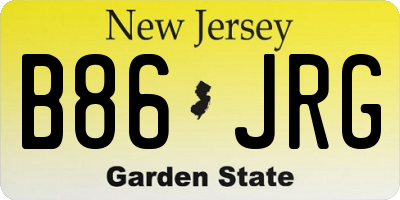 NJ license plate B86JRG