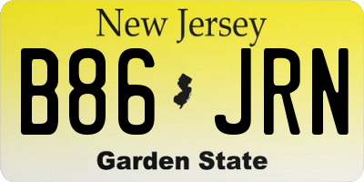 NJ license plate B86JRN