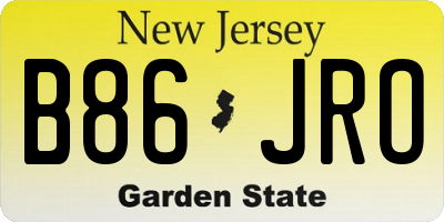 NJ license plate B86JRO
