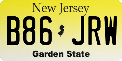 NJ license plate B86JRW