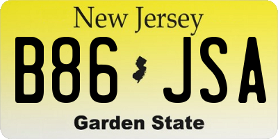 NJ license plate B86JSA