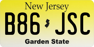 NJ license plate B86JSC