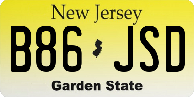 NJ license plate B86JSD