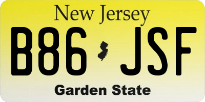 NJ license plate B86JSF