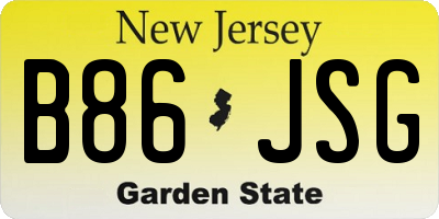 NJ license plate B86JSG