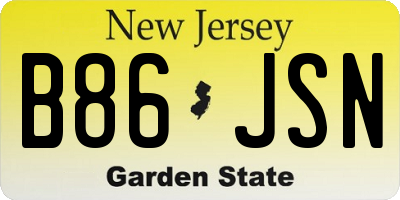 NJ license plate B86JSN