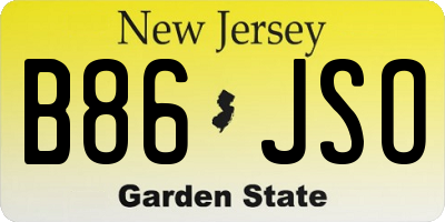 NJ license plate B86JSO