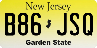 NJ license plate B86JSQ