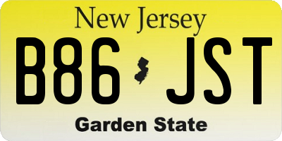 NJ license plate B86JST
