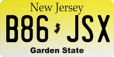 NJ license plate B86JSX
