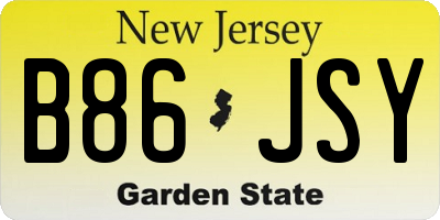 NJ license plate B86JSY