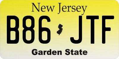 NJ license plate B86JTF