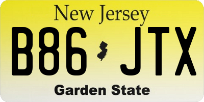NJ license plate B86JTX