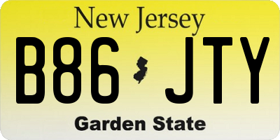 NJ license plate B86JTY