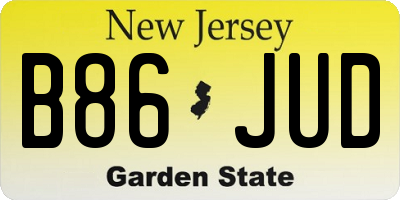 NJ license plate B86JUD
