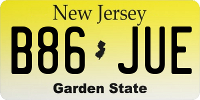 NJ license plate B86JUE