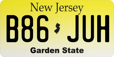 NJ license plate B86JUH