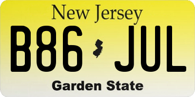 NJ license plate B86JUL
