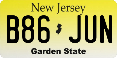 NJ license plate B86JUN
