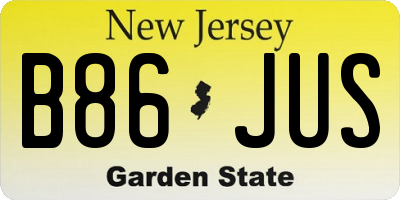 NJ license plate B86JUS