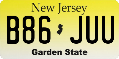 NJ license plate B86JUU