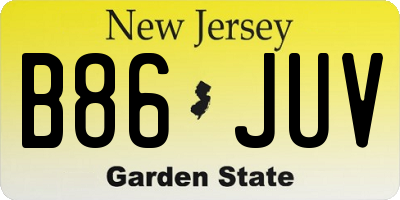 NJ license plate B86JUV