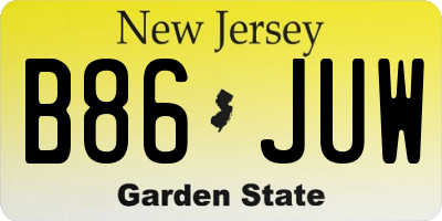 NJ license plate B86JUW