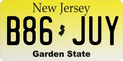 NJ license plate B86JUY
