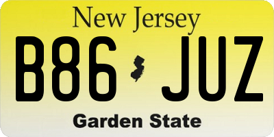NJ license plate B86JUZ